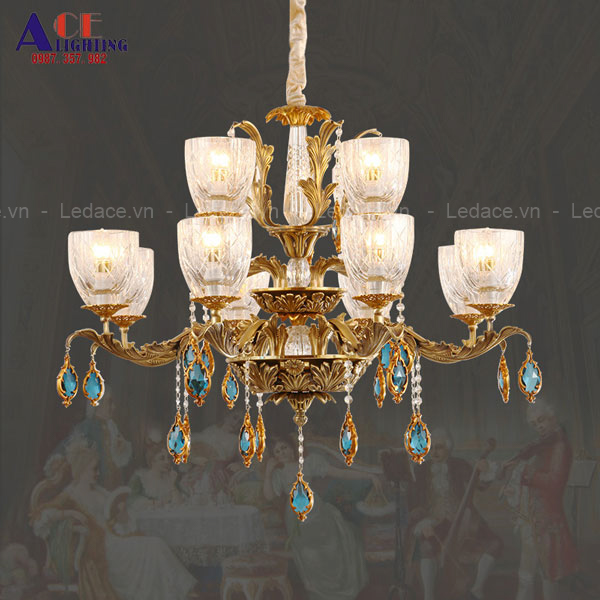 đèn chùm đồng cao cấp